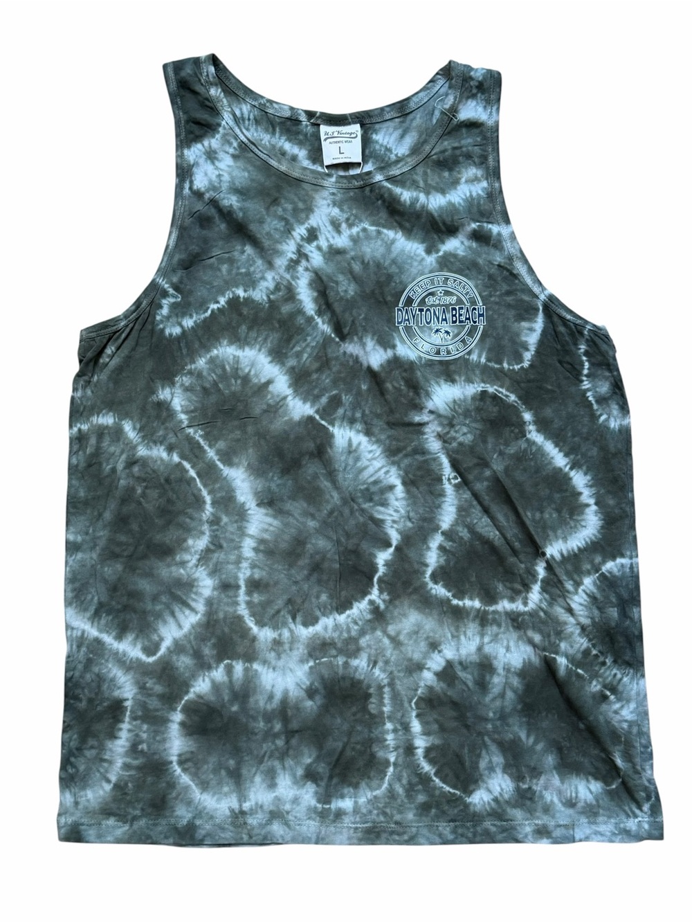 NWT L U.S. Vintage Men’s Daytona Beach Tie-Dye Tank Top - Willow